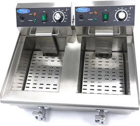 Deep Fryer - 2 x 10L - 2 Baskets - with Drain Tap