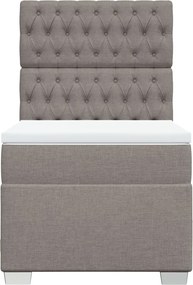 vidaXL Κρεβάτι Boxspring με Στρώμα Taupe 100 x 200 εκ. Υφασμάτινο