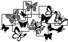 Διακοσμητικό Τοίχου Butterflies 891TNL3217 70x40cm Black Wallity Μέταλλο