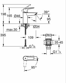 Μονή λαβή βρύση Grohe Start S Ματ μαύρο Μέταλλο