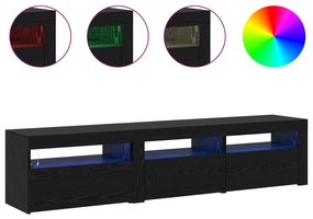 vidaXL Τηλεοπτικές Κάβες 2 τεμ με LED φώτα Μαύρη βελανιδιά Επεξεργασμένο ξύλο