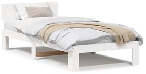 vidaXL Κρεβάτι  με προσκέφαλο λευκό 75x190 εκ. από μασίφ ξύλο πεύκου