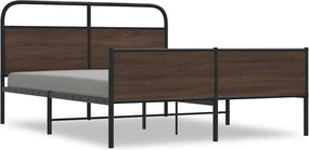 vidaXL Σκελετός Κρεβ. Χωρίς Στρώμα Καφέ Δρυς 150x200 εκ. Μεταλλικό