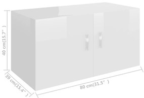 Ντουλάπι Επιτοίχιο Γυαλιστερό Λευκό 80x39x40 εκ. από Επεξ. Ξύλο - Λευκό