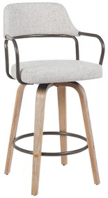 Σκαμπό μπαρ Tertia περιστρεφόμενο μεσαίου μεγέθους μέταλλο-ξύλο με ύφασμα σε μπεζ-καφέ απόχρωση 54x52x98εκ 54x52x98 εκ.