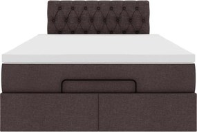 vidaXL Ottoman Κρεβάτι με Στρώμα Σκούρο Καφέ 120x200cm Ύφασμα