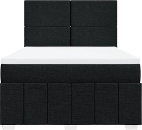 vidaXL Κρεβάτι Boxspring με Στρώμα Μαύρο 140x200 εκ. Υφασμάτινο