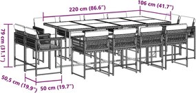 vidaXL Σετ Τραπεζαρίας Κήπου 13 τεμ. Καφέ από Συνθ. Ρατάν με Μαξιλάρια