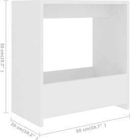 vidaXL Τραπέζι Βοηθητικό Λευκό 50 x 26 x 50 εκ. Επεξ. Ξύλο