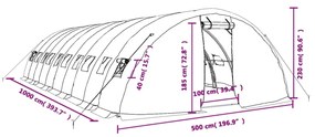 Θερμοκήπιο Πράσινο 50 μ² 10 x 5 x 2,3 μ. με Ατσάλινο Πλαίσιο - Πράσινο