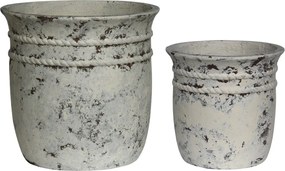 FLOWER POT-15 Set 2 τεμαχίων, Cement Απόχρωση Antique White   1τμχ