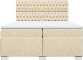 vidaXL Κρεβάτι Boxspring με Στρώμα Κρεμ 200x200 εκ. Υφασμάτινο