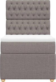 vidaXL Κρεβάτι Boxspring με Στρώμα Taupe 90x200 εκ. Υφασμάτινο