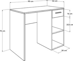 Γραφείο εργασίας Concept Megapap χρώμα ανθρακί 90x52x75εκ.