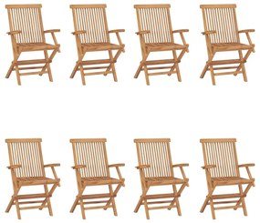 3096595 vidaXL Καρέκλες Κήπου Πτυσσόμενες 8 τεμ. από Μασίφ Ξύλο Teak Καφέ, 1 Τεμάχιο