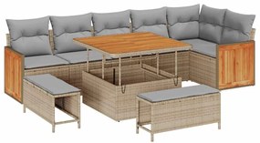 vidaXL Σετ Καναπέ Κήπου 9 pcs Μπεζ, Ανοιχτό γκρι 100 x 100 x 71 cm