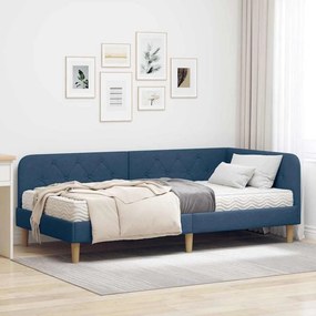 vidaXL Κρεβάτι Γωνίας Μπλε 100 x 200 cm ύφασμα