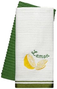 Beauty Home Ποτηρόπανα σετ 2τμχ Lemon Art 8806 40x60 Πράσινο