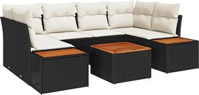 vidaXL Σετ Καναπέ Κήπου με αποθήκευση 7 pcs Μαύρο Πολυ ράταν
