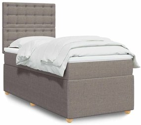 vidaXL Κρεβάτι Boxspring με Στρώμα Taupe 100 x 200 εκ. Υφασμάτινο