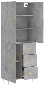 vidaXL Ντουλάπι Γκρι Σκυροδέματος 69,5x34x180 εκ. Επεξεργασμένο Ξύλο