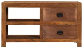 Τραπεζάκι σαλονιού με 2 συρτάρια 90x40x50 cm Μασίφ ξύλο μάνγκο - Καφέ