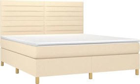 vidaXL Κρεβάτι Boxspring με Στρώμα &amp; LED Κρεμ 160x200 εκ. Υφασμάτινο