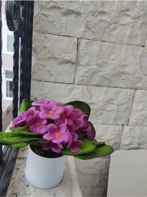 Stewehome Τεχνητό άνθος βιολέτας με φυσική υφή σε λευκή γλάστρα (Ύψος: 11 30 εκ.)