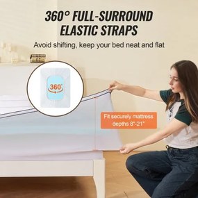 VEVOR Mattress Topper Premium Memory Foam Fiber Fill King 101.6 mm Thickness