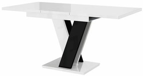 Τραπέζι Goodyear 104, Γυαλιστερό λευκό, Γυαλιστερό μαύρο, 76x80x120cm, 51 kg, Επιμήκυνση, Πλαστικοποιημένη μοριοσανίδα | Epipla1.gr