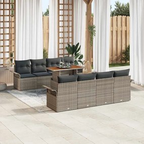 vidaXL Σετ Καναπέ Κήπου με αποθήκευση 9 pcs Γκρι Πολυ ράταν