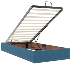 Οθωμανικό κρεβάτι με στρώμα &amp; LEDs Σκούρο μπλε 90x190cm Velvet 3312666