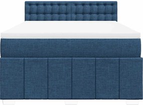 vidaXL Κρεβάτι Boxspring με Στρώμα Μπλε 140x190 εκ. Υφασμάτινο