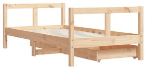Πλαίσιο Παιδικού Κρεβατιού με Συρτάρια 80x160 εκ. Ξύλο Πεύκου - Καφέ