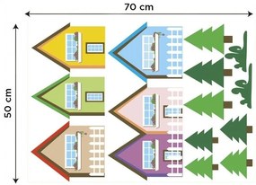 Διακοσμητικά αυτοκόλλητα τοίχου σπιτιών σε έντονα χρώματα - 50x70