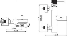 Tema Xenon Black Matt 6800 N – Θερμομεικτική Μπαταρία Λουτρού