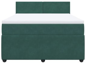 vidaXL Κρεβάτι Boxspring με Στρώμα Σκούρο Πράσινο 160x200εκ. Βελούδινο