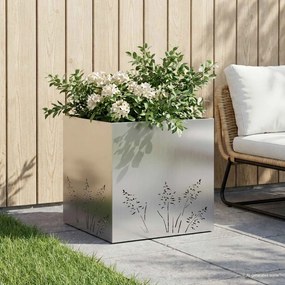 vidaXL Γλάστρα Κήπου Ασημί 50 x 50 x 49 cm Γαλβανισμένος Χάλυβας