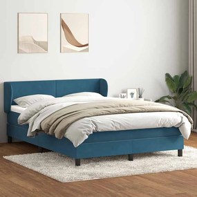 Box Spring κρεβάτι με στρώμα σκούρο μπλε 140x220 cm Βελούδινο - Μπλε