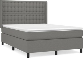 vidaXL Κρεβάτι Boxspring με Στρώμα Σκούρο Γκρι 140x190 εκ. Υφασμάτινο