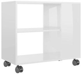 Τραπέζι Βοηθητικό Γυαλιστ.Λευκό 70x35x55 εκ. Επεξεργασμένο Ξύλο - Λευκό