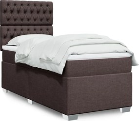 vidaXL Κρεβάτι Boxspring με Στρώμα Σκούρο Καφέ 100x200 εκ. Υφασμάτινο