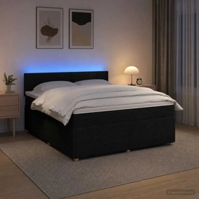 vidaXL Κρεβάτι box spring με στρώμα Μαύρο 180 x 200 cm Ύφασμα