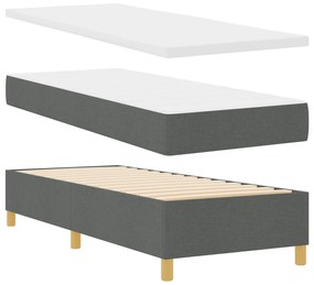 vidaXL Κρεβάτι Box Spring με Στρώμα  Σκοτεινό Γκρι 80x200 εκ Υφασμάτινο