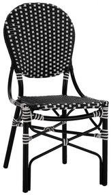 ALUMINUM CHAIR BAMBOO LOOK WITH WICKER BLACK WHITE  46x60x96 cm.