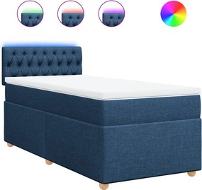 vidaXL Κρεβάτι Boxspring με Στρώμα Μπλε 100 x 200 εκ. Υφασμάτινο