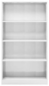 Βιβλιοθήκη με 4 Ράφια Γυαλιστερό Λευκό 80x24x142 εκ Επεξ. Ξύλο - Λευκό