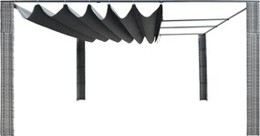 vidaXL Κιόσκι με Συρόμενη Οροφή Γκρι/Ανθρακί 4 x 4 x 2 μ. Συνθ. Ρατάν