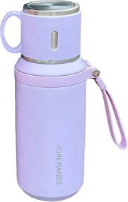 Φορητό παγούρι-θερμός με κούπα - 650ml - 954149 - Purple