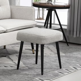 HOMCOM Σκαμπό, υποπόδιο, επενδεδυμένο κάθισμα, όψη κασμίρ, ατσάλινα πόδια, 42 x 42 x 44 cm, Ανοιχτό γκρι